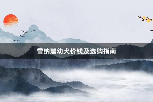 雪纳瑞幼犬价钱及选购指南